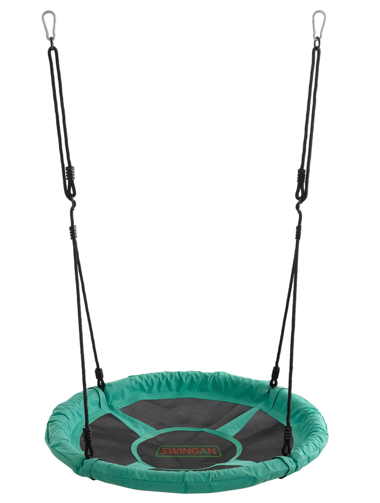 Machrus Swingan 37.5" Super Fun Nest Swing With Adjustable Ropes - Solid Fabric Seat Design - Green