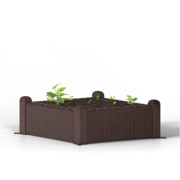 Machrus Ogrow 39” Square Raised Garden Bed Wicker Design