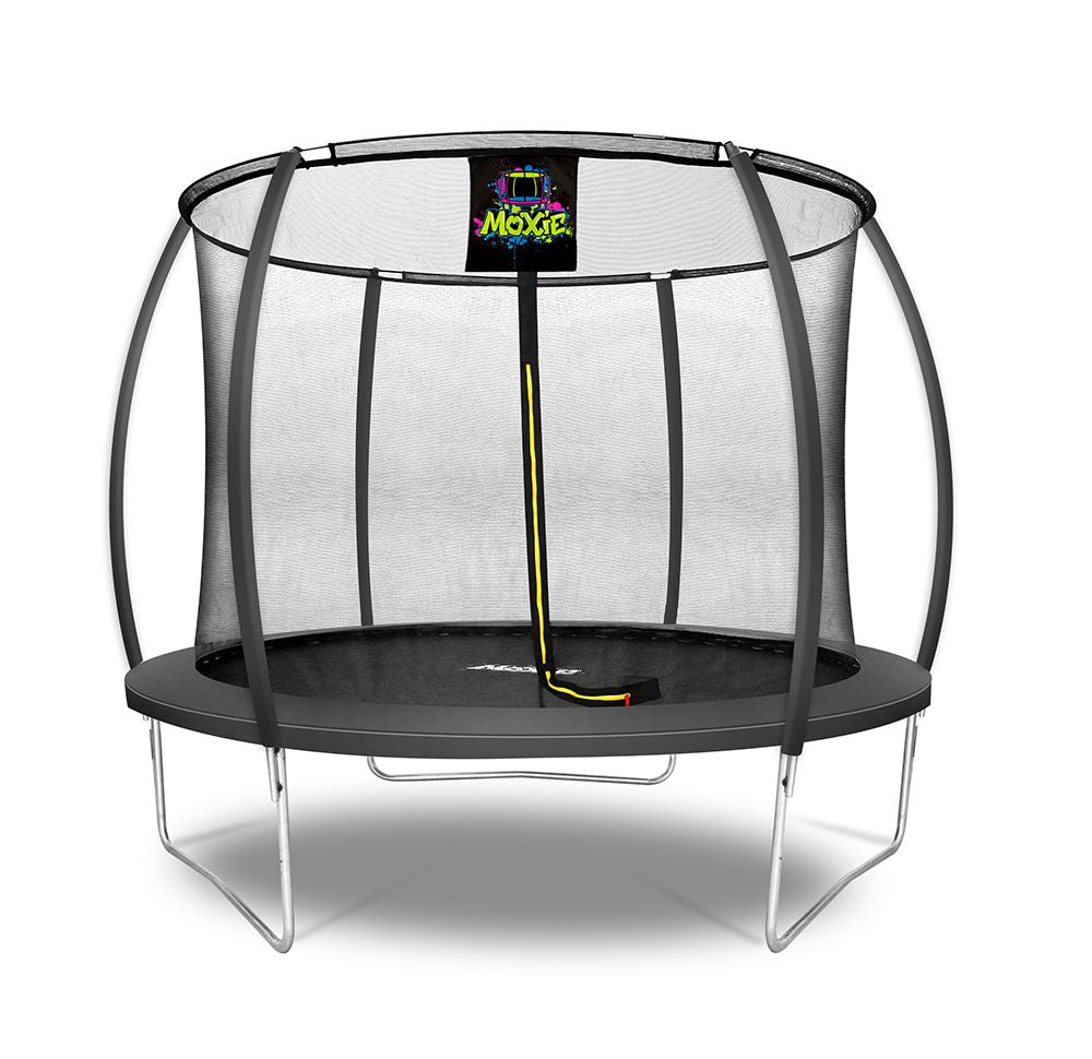 Machrus Moxie Pumpkin-Shaped Outdoor Trampoline Set with Premium Top-Ring Frame Safety Enclosure, 10 FT