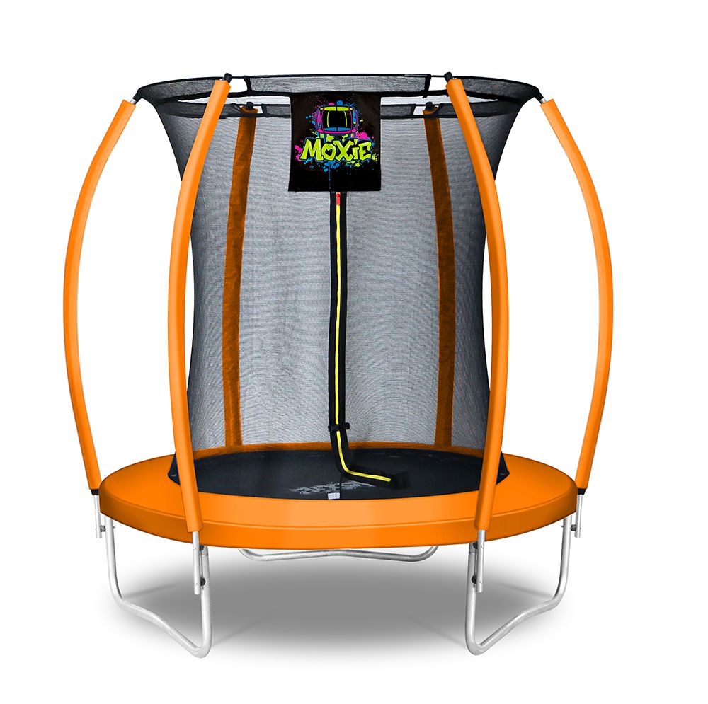 Machrus Moxie Pumpkin-Shaped Outdoor Trampoline Set with Premium Top-Ring Frame Safety Enclosure, 6 FT