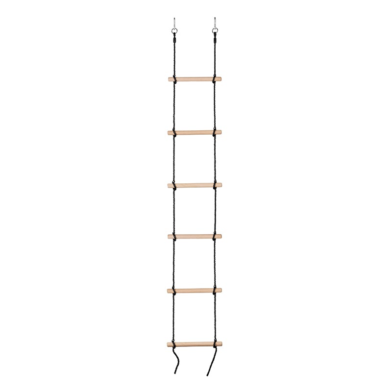 Machrus Swingan 6 Steps Gymnastic Climbing Rope Ladder with black rope - Fully Assembled