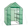 Machrus Ogrow Deluxe Walk-In Greenhouse with 2 Tiers and 8 Shelves - Green Cover