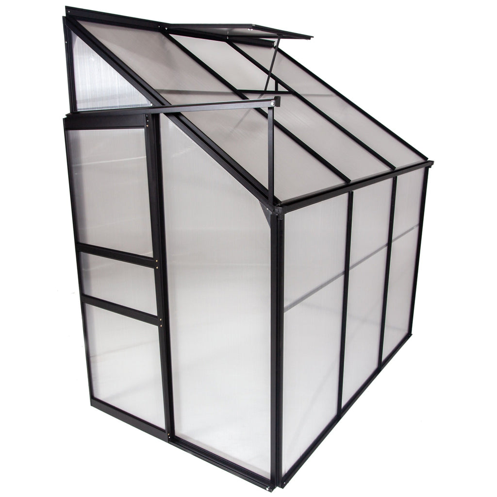 Machrus Ogrow 4 x 6 FT Lean-To-Wall Walk-In Greenhouse with Sliding Door and Adjustable Roof Vent
