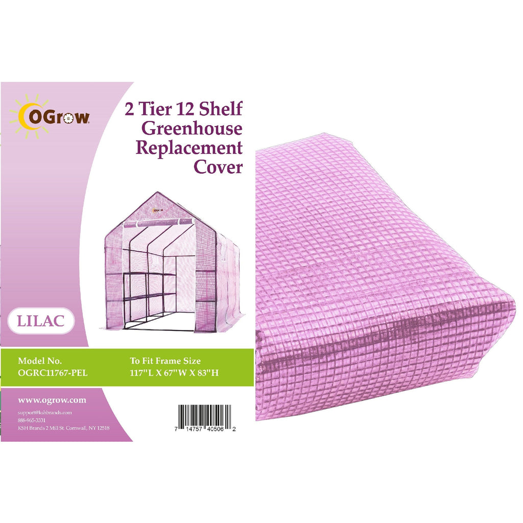 Machrus Ogrow Premium PE Greenhouse Replacement Cover for Your Outdoor Walk in Greenhouse - Lilac - Fits Frame 117"L x 67"W x 83'"H