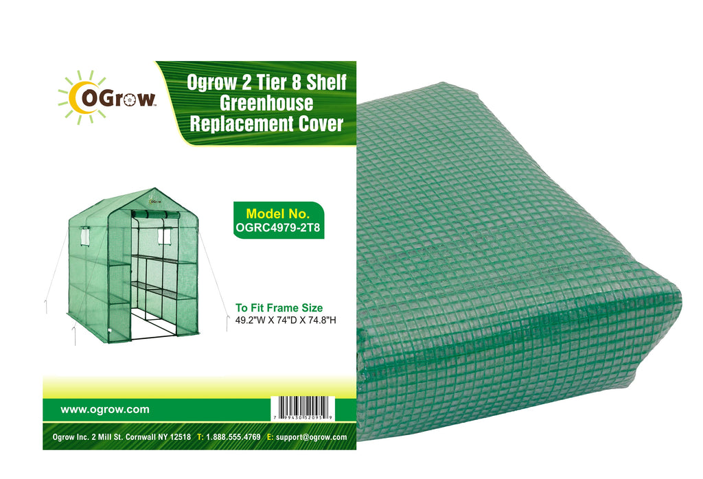 Machrus Ogrow Premium PE Greenhouse Replacement Cover for Your Outdoor Walk in Greenhouse - Green - Fits Frame 74"L x 49"W x 75"H