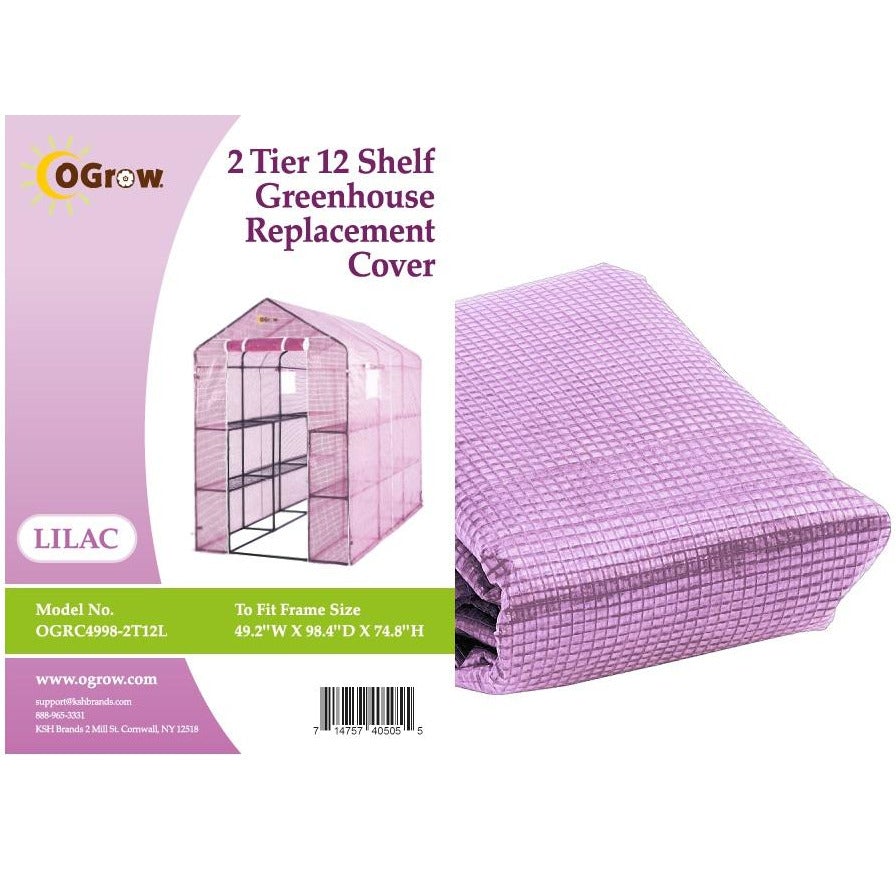 Machrus Ogrow Premium PE Greenhouse Replacement Cover for Your Outdoor Walk in Greenhouse - Lilac - Fits Frame 98"L x 49"W x 75"H