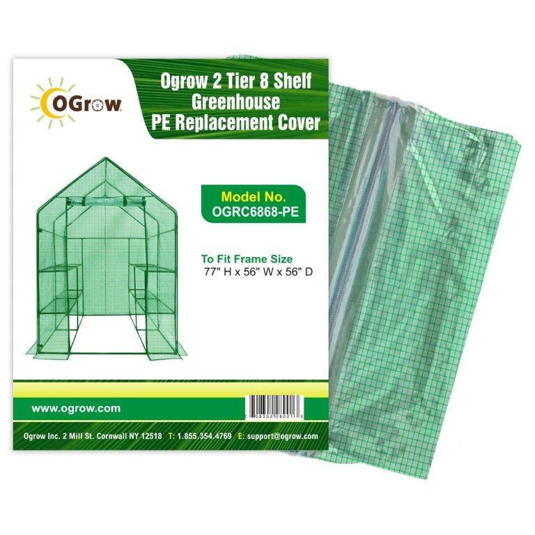 Machrus Ogrow Premium PE Greenhouse Replacement Cover for Your Outdoor Walk in Greenhouse - Green - Fits Frame 56"L x 56"W x 77"H