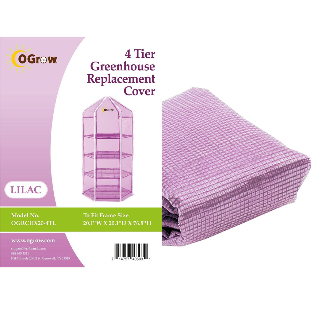 Machrus Ogrow Premium PE Greenhouse Replacement Cover for Your Outdoor/Indoor Hexagonal 4 Tier Mini Greenhouse - Lilac - Fits Frame 27"L x 27"W x 79"H
