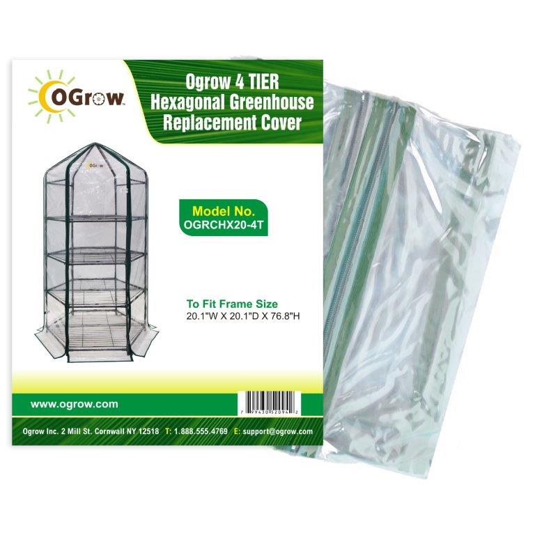 Machrus Ogrow Premium Greenhouse Replacement Cover for Your Outdoor/Indoor Hexagonal 4 Tier Mini Greenhouse - Clear - Fits Frame 38"L x 38"W x 62"H