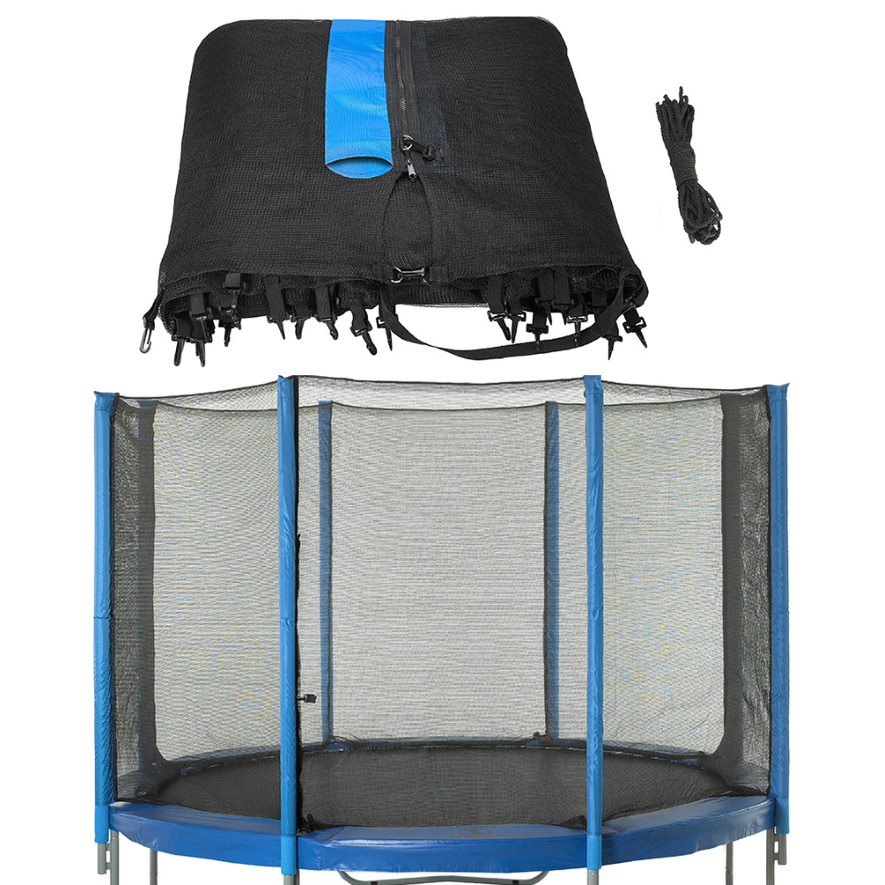 Machrus Upper Bounce Trampoline Net - Trampoline Safety Net Fits 13 ft Round Trampoline using 8 Straight poles- Breathable UV and Weather-Resistant Trampoline Net Replacement - Installs Outside of Frame