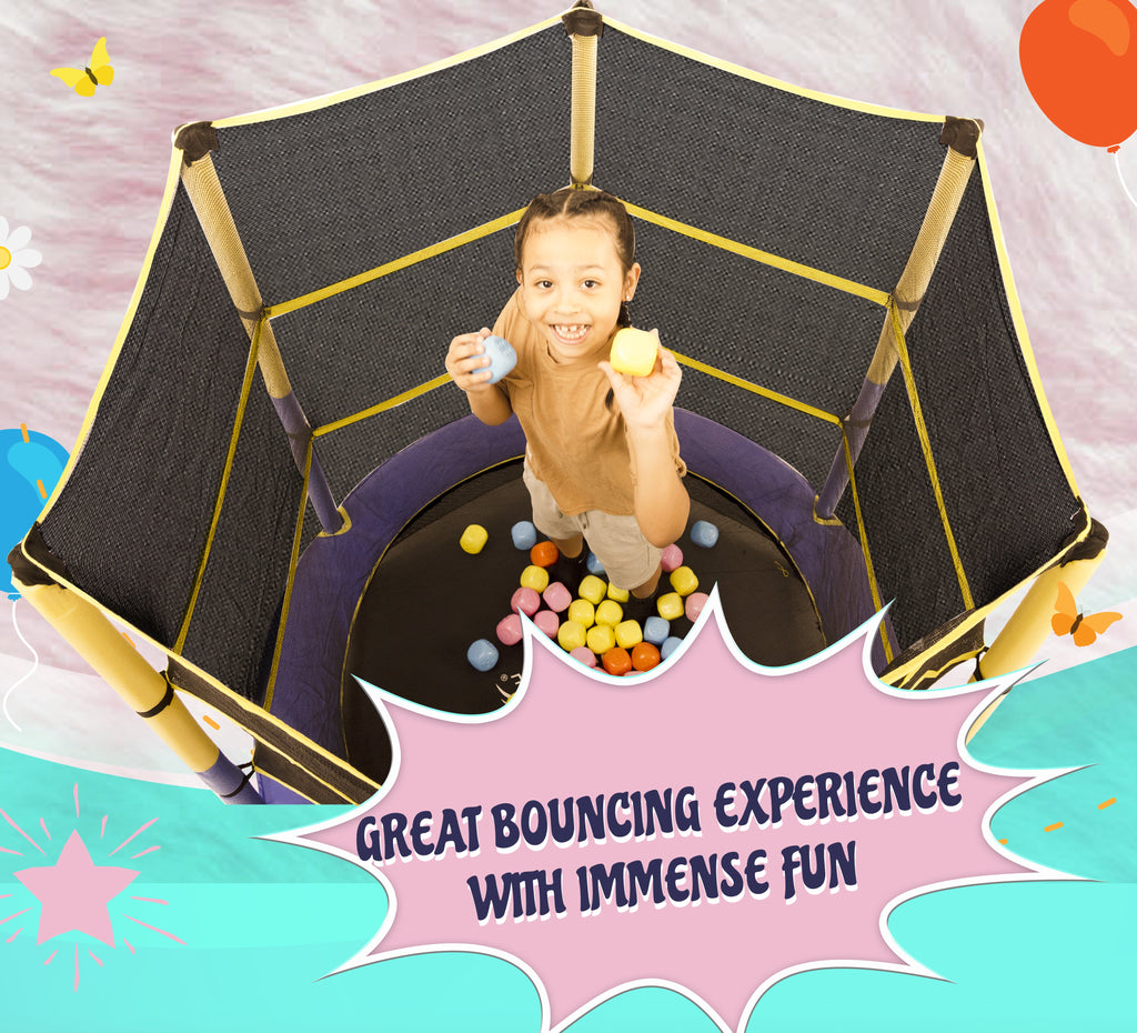 Upper Bounce 55 Kid-Friendly Trampoline & Enclosure Set equipped with  Easy Assemble Feature