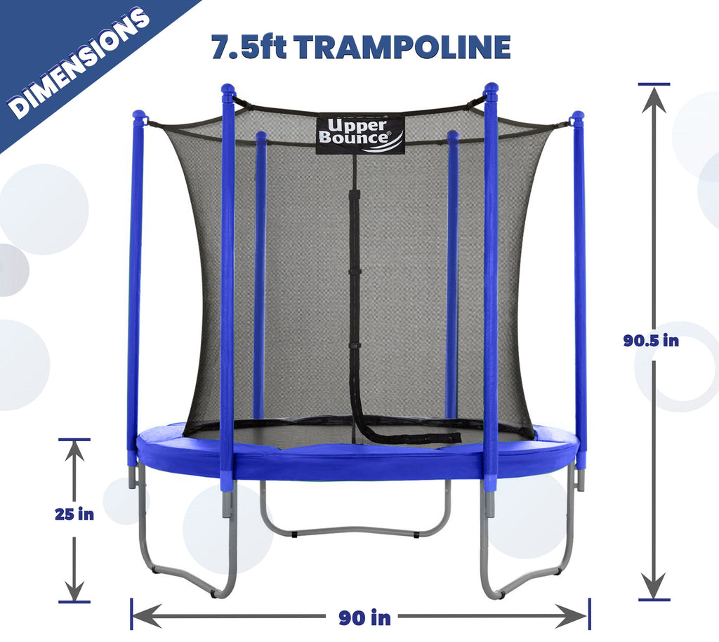 Machrus Upper Bounce 7.5 FT Round Trampoline Set with Safety Enclosure System – Backyard Trampoline - Outdoor Trampoline for Kids - Adults