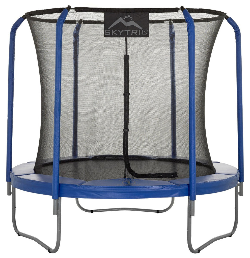 Machrus Skytric 8 FT Round Trampoline Set with Premium Top-Ring Flex Frame Safety Enclosure System